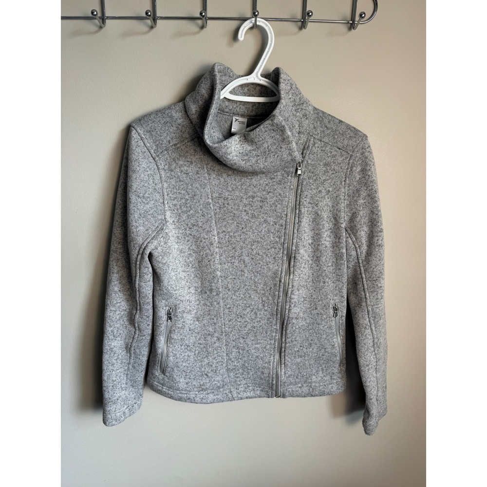 Old Navy Womens Gray Moto Asymmetrical Zip Funnel Neck Jacket Size S Athleisure